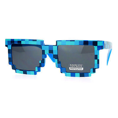 SA106 Color Pixelated 8 Bit Retro Video Game Horn Rim Pixel Sunglasses