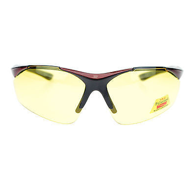 Mens Polarized Yellow Night Driving Lens Sport Baseball Half Rim Sunglasses