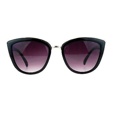 Womens Fashion Metal Bridge Trim Oversized Cat Eye Sunglasses