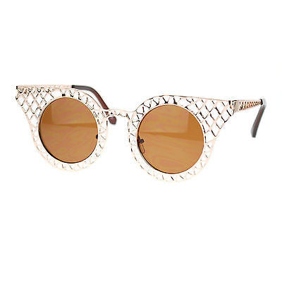 New Womens Metal Wire Weave Cat Eye Unique Runway Designer Fashion Sunglasses