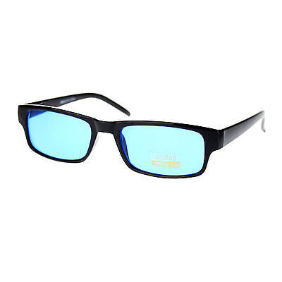 Mens New Small Face Snug Fit Color Lens Rectangular Plastic Frame Sunglasses