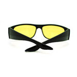 Mens Night Vision Yellow Lens Classic Thick Biker Warp Around Plastic Sunglasses