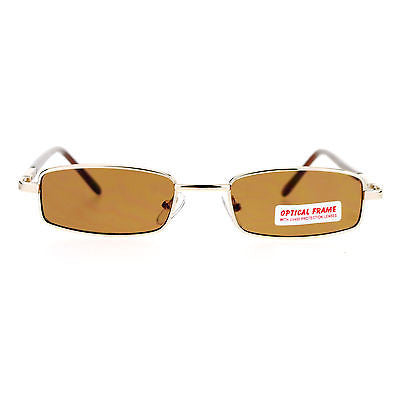 SA106 Snug Fit Small Mens Rectangular Metal Rim Classic Color Lens Sunglasses