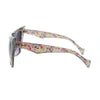 Womens Wall Paper Ditsy Flower Print Retro Oversize Cat Eye Sunglasses