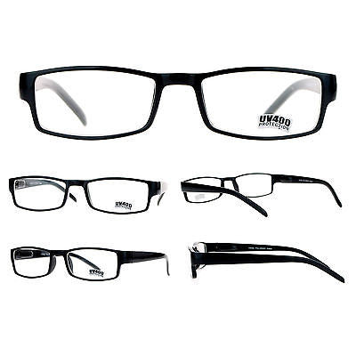 SA106 Black Narrow Rectangular Spring Hinge Plastic Clear Lens Eye Glasses