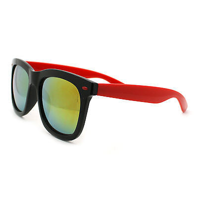 Retro 2 Tone Color Oversize Horn Rim Sunglasses with Mirror Color Lens