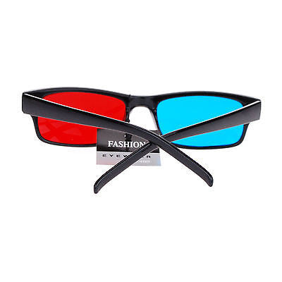 Unisex Cyan and Red Steroscope Anaglyphic 3D Lens Narrow Rectangular Sunglasses