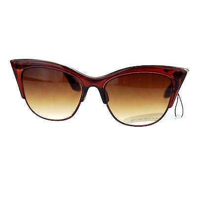 Womens High Point Squared Half Rim Look Cat Eye Retro Designer Sunglasses