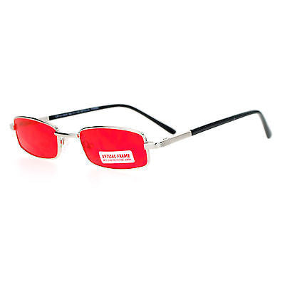 SA106 Snug Fit Small Mens Rectangular Metal Rim Classic Color Lens Sunglasses