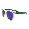 Retro 2 Tone Color Oversize Horn Rim Sunglasses with Mirror Color Lens