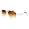 SA106 Womens Diva Fashion Gradeint Floral Jewel Thin Metal Aviator Sunglasses