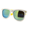 Retro 2 Tone Color Oversize Horn Rim Sunglasses with Mirror Color Lens