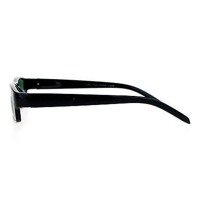 Mens Glass Lens Black Classic Narrow Rectangular Plastic Spring Hinge Sunglasses