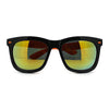 Retro 2 Tone Color Oversize Horn Rim Sunglasses with Mirror Color Lens