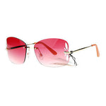 SA106 Womens Rimless Butterfly Vent Trim Rectangular Fashion Sunglasses