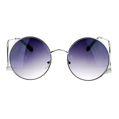 SA106 Womens Swan Drop Temple Retro Circle Round Lens Runway Sunglasses
