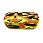 Neon Womens Ethnic Tribal Print Canvas Metal Clam Shell Sunglasses Carrying Case