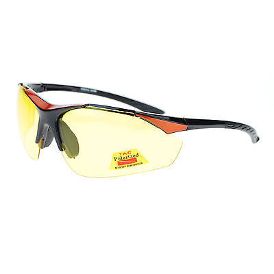 Mens Polarized Yellow Night Driving Lens Sport Baseball Half Rim Sunglasses