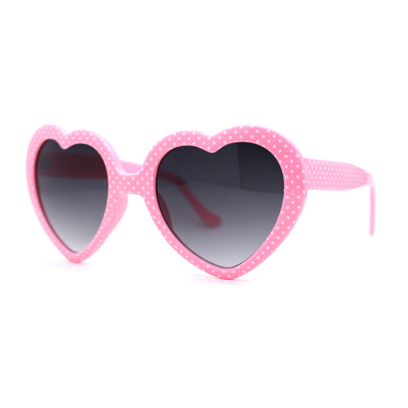 SA106 Polka Dot Print Plastic Heart Shape Cute Sunglasses