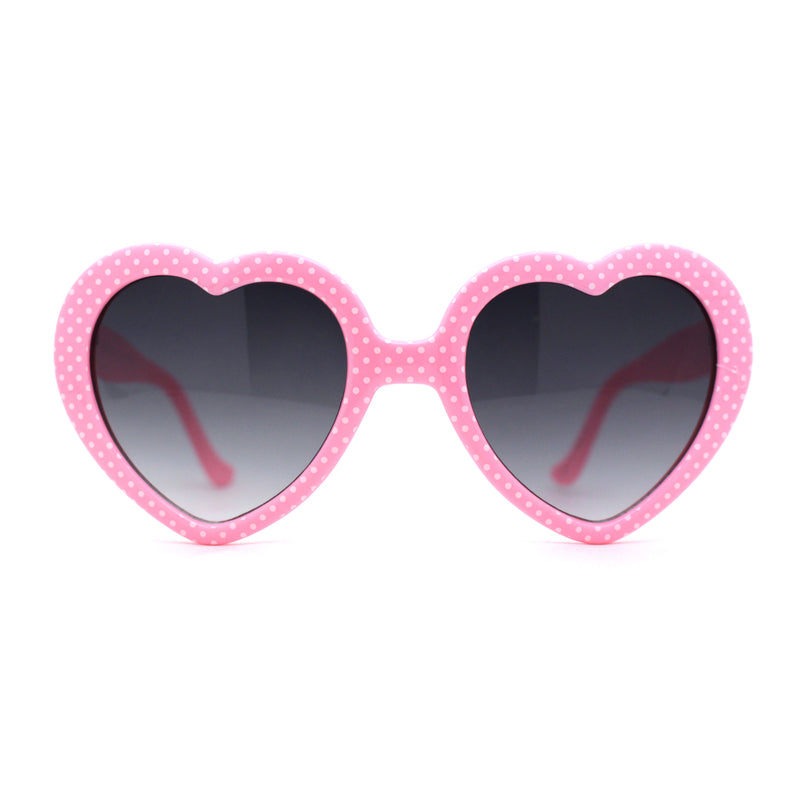 SA106 Polka Dot Print Plastic Heart Shape Cute Sunglasses