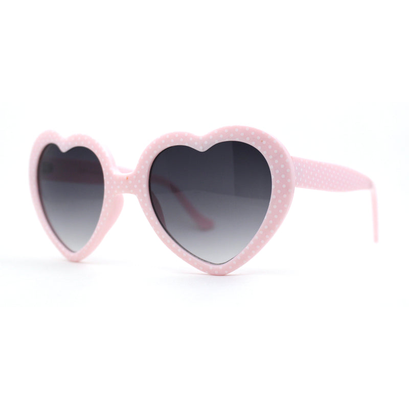 SA106 Polka Dot Print Plastic Heart Shape Cute Sunglasses
