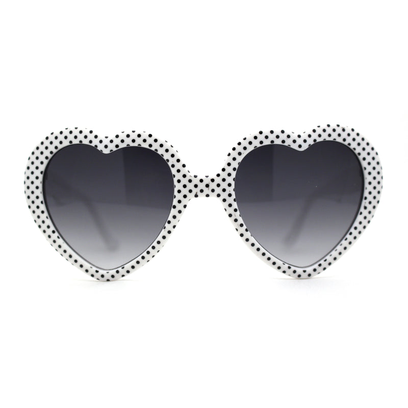 SA106 Polka Dot Print Plastic Heart Shape Cute Sunglasses
