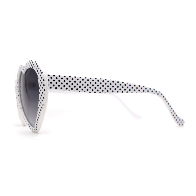 SA106 Polka Dot Print Plastic Heart Shape Cute Sunglasses