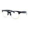 Mens Hipster Half Horn Rim Clear Lens Geek Fashion Eyeglasses Black Gold - Clear