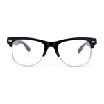 Mens Hipster Half Horn Rim Clear Lens Geek Fashion Eyeglasses Black Gold - Clear