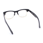 Mens Hipster Half Horn Rim Clear Lens Geek Fashion Eyeglasses Black Gold - Clear