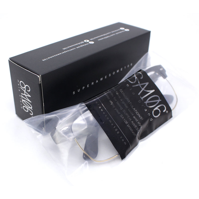 Mens Hipster Half Horn Rim Clear Lens Geek Fashion Eyeglasses Black Gold - Clear