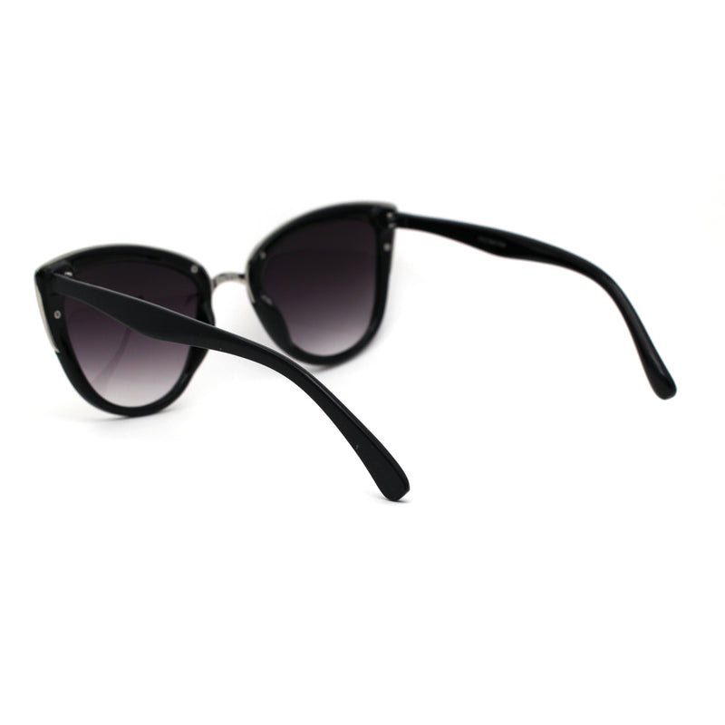 Womens Fashion Metal Bridge Trim Oversized Cat Eye Sunglasses