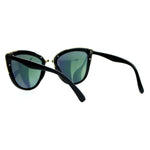 SA106 Color Mirror Lens Diva Oversize Metal Brow Trim Cat Eye Sunglasses