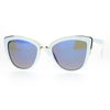 SA106 Color Mirror Lens Diva Oversize Metal Brow Trim Cat Eye Sunglasses