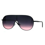 Oceanic Color Gradient Metal Shield Racer Oversize Sunglasses