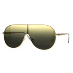 Oceanic Color Gradient Metal Shield Racer Oversize Sunglasses