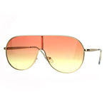 Oceanic Color Gradient Metal Shield Racer Oversize Sunglasses