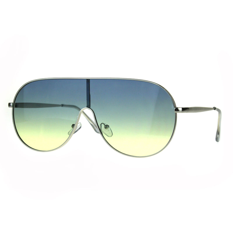 Oceanic Color Gradient Metal Shield Racer Oversize Sunglasses