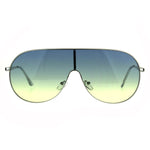 Oceanic Color Gradient Metal Shield Racer Oversize Sunglasses