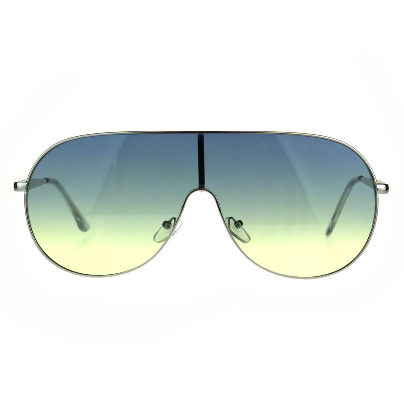 Oceanic Color Gradient Metal Shield Racer Oversize Sunglasses