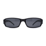 All Black Old School Classic Narrow Rectangle Plastic Sunglasses
