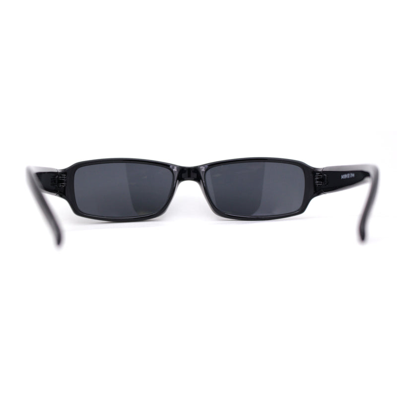 All Black Old School Classic Narrow Rectangle Plastic Sunglasses