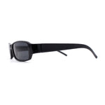 All Black Old School Classic Narrow Rectangle Plastic Sunglasses