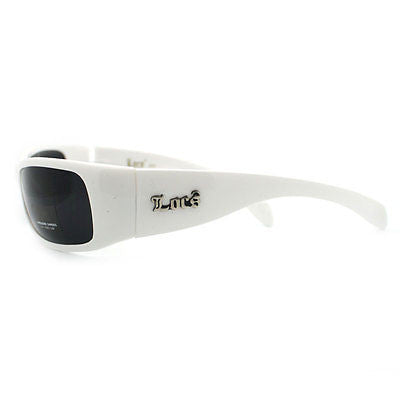 Locs White Narrow Sporty Warp Around Skater Shades with Limo Lens