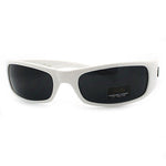 Locs White Narrow Sporty Warp Around Skater Shades with Limo Lens