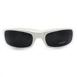 Locs White Narrow Sporty Warp Around Skater Shades with Limo Lens