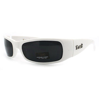 Locs White Narrow Sporty Warp Around Skater Shades with Limo Lens