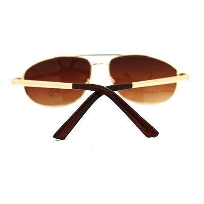Men's Metal Rim Rectangular Sniper Sporty Light Weight Sunglasses - Gold