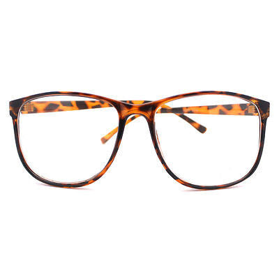 Tortoise Brown Large Nerdy Clear Lens Thin Horn Rim Geek Eye Glasses F –  superawesome106