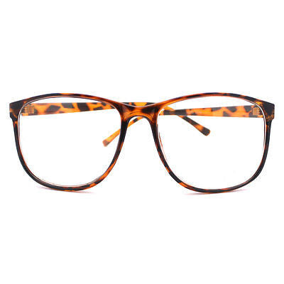 Tortoise Brown Large Nerdy Clear Lens Thin Horn Rim Geek Eye
